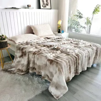 Cuvertura bej din microplus/cocolino 150x200 cm Victory - My House imagine