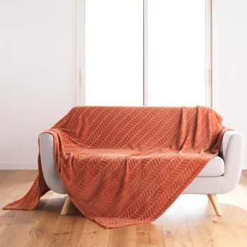 Cuvertura caramizie din microflanel 180x220 cm Arya - douceur d'interieur imagine