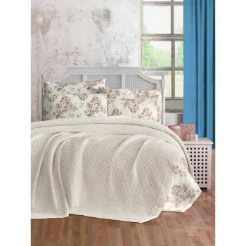 Cuvertura crem din bumbac 220x240 cm Waffle - Mila Home imagine