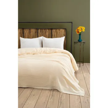Cuvertura crem din muselina 220x250 cm Muslin - Mijolnir imagine