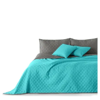 Cuvertura cu 2 fete din microfibra DecoKing Axel, 170 x 210 cm, turcoaz-gri imagine