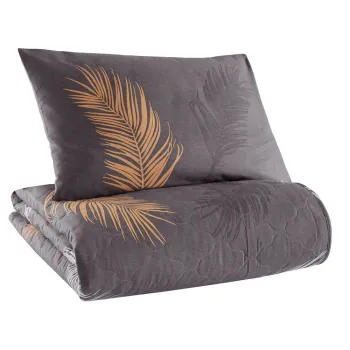 Cuvertura de pat cu fata de perna din bumbac ranforce Mijolnir Olivia, 180 x 225 cm, gri imagine