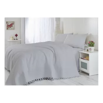 Cuvertura din bumbac pentru pat dublu Lipsy, 220 x 240 cm, gri deschis imagine