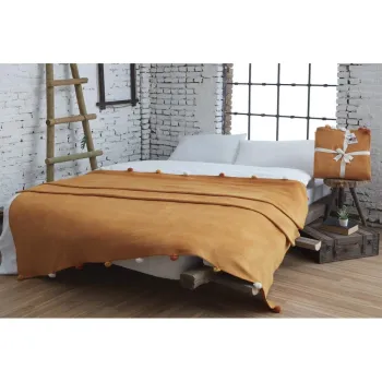 Cuvertura galben-mustar din polar/fleece 150x200 cm Pom Pom - Mijolnir imagine