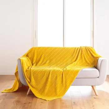 Cuvertura galbena din microflanel 180x220 cm Arya - douceur d'interieur imagine