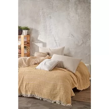 Cuvertura galbena din muselina pentru pat dublu 220x240 cm Etno - Mijolnir imagine