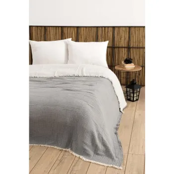 Cuvertura gri din muselina pentru pat dublu 230x250 cm - Mijolnir imagine