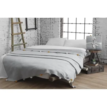 Cuvertura gri din polar/fleece 150x200 cm Pom Pom - Mijolnir imagine