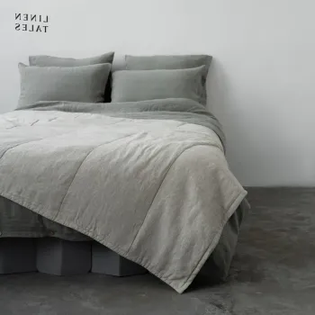 Cuvertura in culoare naturala matlasata din in 200x220 cm Melange - Linen Tales imagine