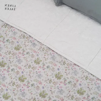 Cuvertura in culoare naturala matlasata din in 220x230 cm Botany 2 & Melange - Linen Tales imagine