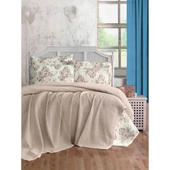 Cuvertura maro deschis din bumbac 220x240 cm Waffle - Mila Home imagine