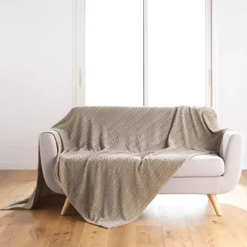 Cuvertura maro deschis din microflanel 180x220 cm Arya - douceur d'interieur imagine
