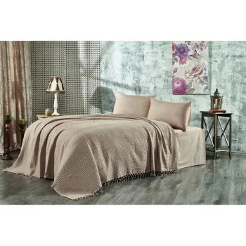 Cuvertura maro din bumbac pentru pat dublu 220x240 cm Lotus - Mijolnir imagine