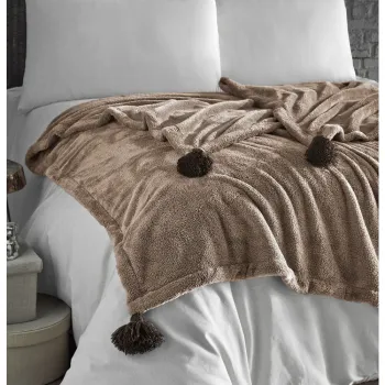 Cuvertura maro din microplus pentru pat dublu 200x220 cm Pufffy - Mijolnir imagine