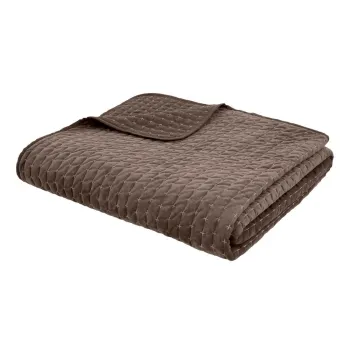 Cuvertura maro inchis matlasata din catifea 240x260 cm Attica Velvet - Bianca imagine