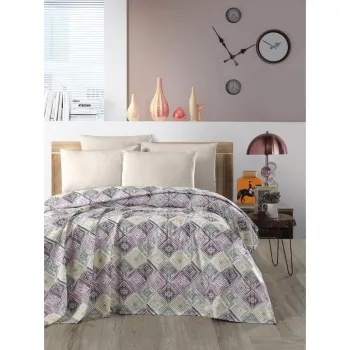 Cuvertura mov/crem din bumbac 200x230 cm Pique - Mila Home imagine