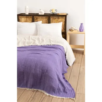 Cuvertura mov din muselina pentru pat dublu 230x250 cm - Mijolnir imagine