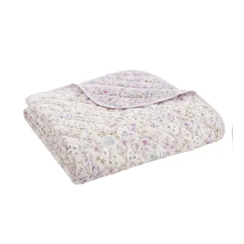 Cuvertura mov lavanda/bej matlasata din bumbac 220x230 cm Ditsy Floral - Bianca imagine