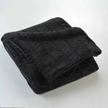 Cuvertura neagra din microflanel 180x220 cm Arya - douceur d'interieur imagine