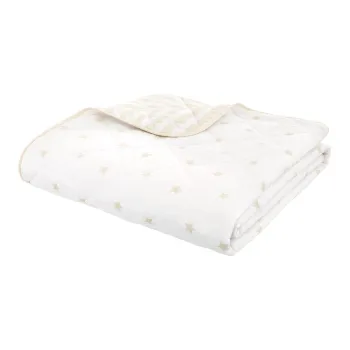 Cuvertura pentru copii alba/bej matlasata din bumbac 135x190 cm Mini Star & Stripes - Bianca imagine
