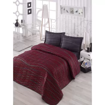 Cuvertura rosie matlasata si 2 fete de perna 200x220 cm Verda - Mijolnir imagine