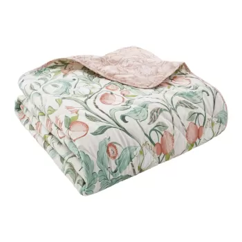 Cuvertura verde/roz pentru pat dublu 220x230 cm Clarence Floral - Catherine Lansfield imagine