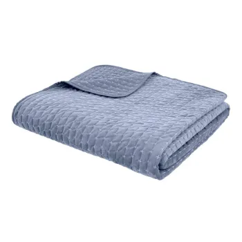 CuverturAalbastrAmatlasatAdin catifea 240x260 cm Attica Velvet aEURBianca imagine