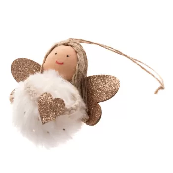 Decoratiune de agatat din material textil Dakls Angel, 9 cm, alb imagine