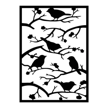 Decoratiune de perete din metal 47x66 cm Branch & Birds - Wallity imagine