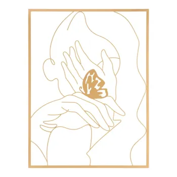 Decoratiune de perete din metal 60x80 cm Hands on Face - Mauro Ferretti imagine