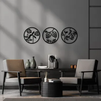 Decoratiune de perete din metal Floral - Wallity imagine