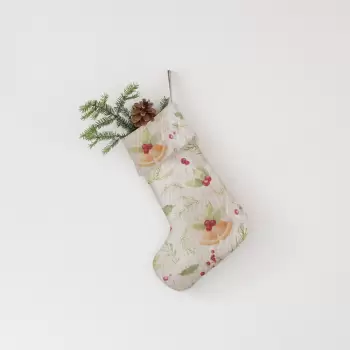Decoratiune din in pentru Craciun Linen Tales Jingle Bells Stocking imagine