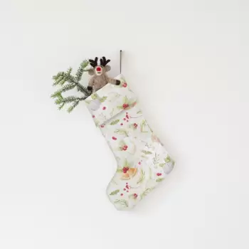Decoratiune din in pentru Craciun Linen Tales Merry Stocking imagine