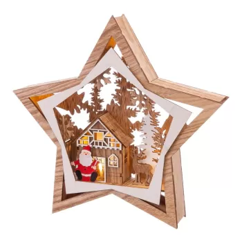 Decoratiune luminoasa maro cu model de Craciun Noel - Casa Seleccion imagine