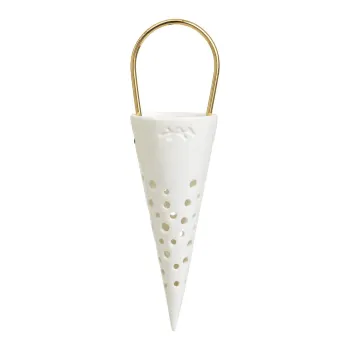 Decoratiune suspendata din ceramica Kahler Design Cone, inaltime 14,5 cm, alb imagine