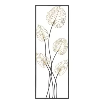 Decoratiune suspendata metalica Mauro Ferretti Luxy -B-, 31 x 90 cm, motive frunze imagine