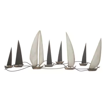 Decoratiune suspendata metalica Mauro Ferretti Regata, 119 x 51 cm, motive barci imagine