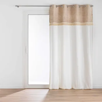 Draperie alba/maro din amestec de iuta 140x240 cm Cirrus - douceur d'interieur imagine