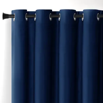 Draperie albastru-inchis dimout (semi-opaca) din catifea 140x245 cm Eyelets - Restilo imagine