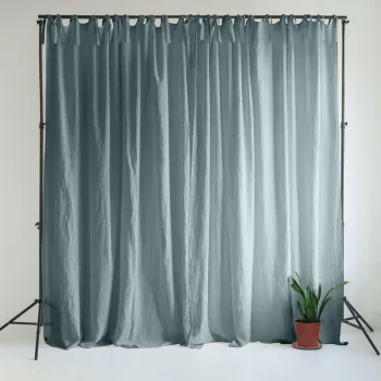 Draperie albastru prafuit din in 140x330 cm Blue Fog - Linen Tales imagine