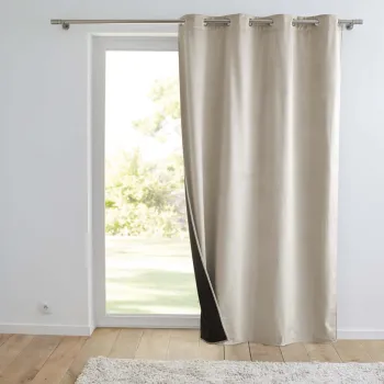 Draperie bej termoizolanta din catifea 140x260 cm Polarchic - douceur d'interieur imagine