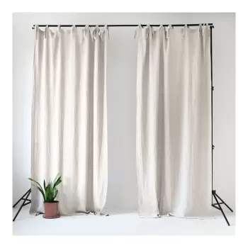 Draperie din in cu bucle de prindere Linen Tales Night Time, 250 x 140 cm, alb imagine