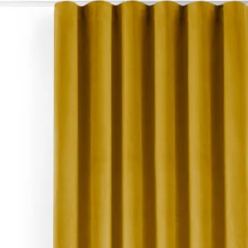 Draperie galben-mustar dimout (semi-opaca) din catifea 530x300 cm Velto - Filumi imagine