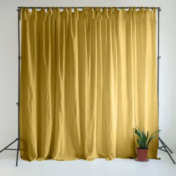 Draperie galbena din in 140x330 cm Lemon Curry - Linen Tales imagine