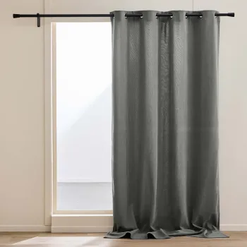 Draperie gri antracit termoizolanta din catifea reiata 140x260 cm Madison - douceur d'interieur imagine