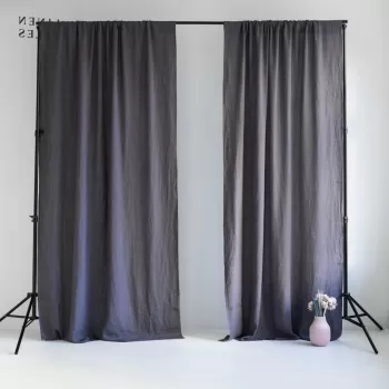Draperie gri inchis 140x330 cm Night Time - Linen Tales imagine