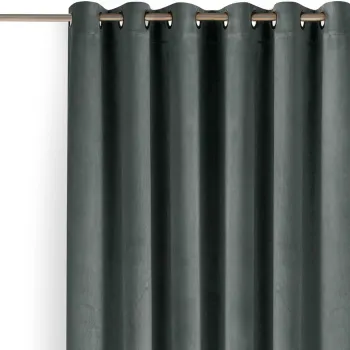 Draperie gri inchis dimout (semi-opaca) din catifea 530x225 cm Velto - Filumi imagine