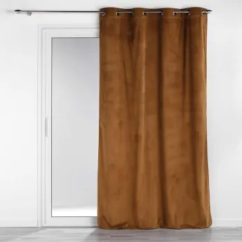 Draperie maro din catifea reiata 140x260 cm Casual - douceur d'interieur imagine