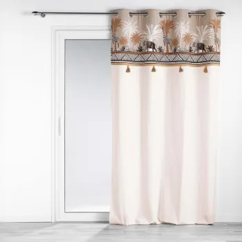 Draperie maro-in culoare naturala din bumbac 140x240 cm Kenya Lodge - douceur d'interieur imagine