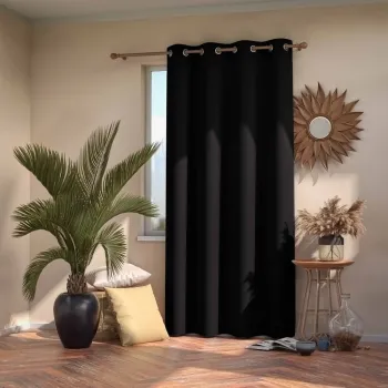 Draperie opaca AmeliaHome Eyelets Black, 140 x 245 cm, negru imagine